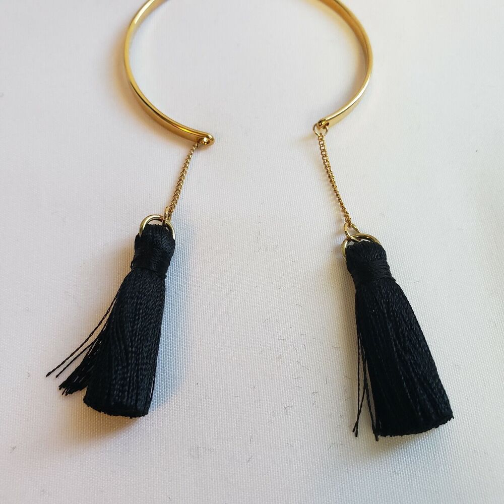 Shiraleah Womens Gold Black Tassels Round Classic Lightweight Tallulah Bracelet